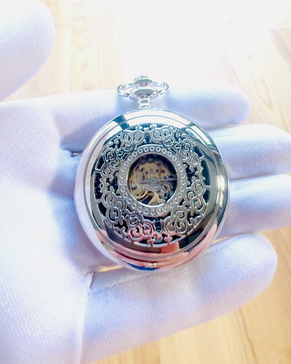 Lommeur "Eterna Elegancja", personlig gave, gravering. Sølvfarge