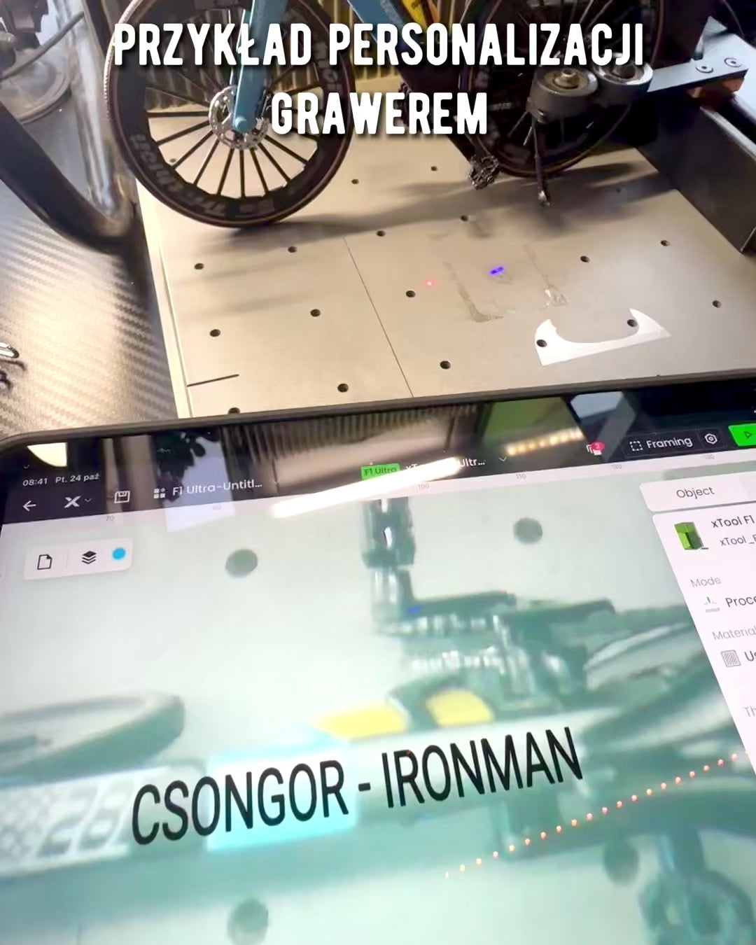 Miniatyrmodell av triatlonsykkel «SpeedStorm 1.2» personalisering med gravering som gave