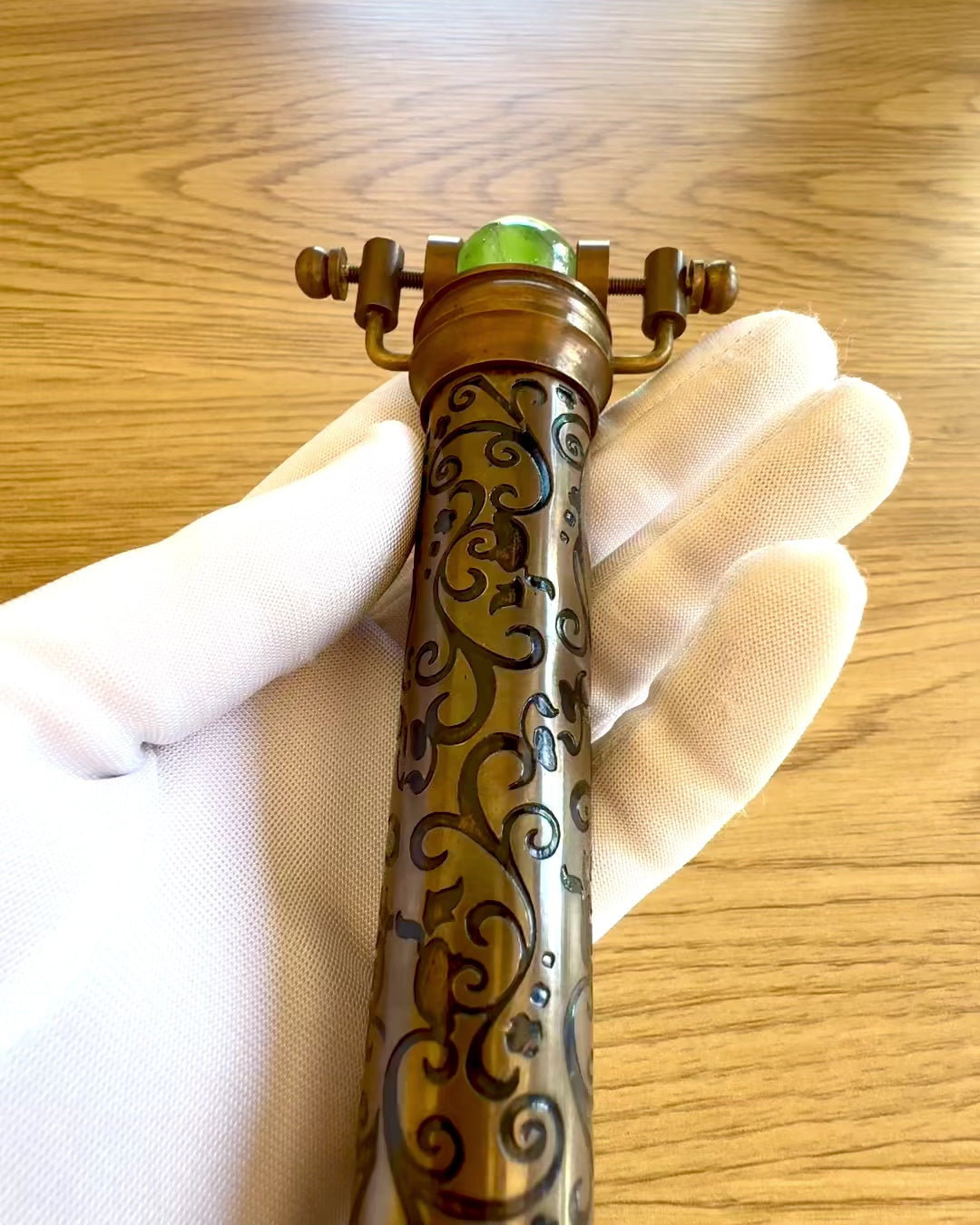Vintage kaleidoskop “Emerald Dreams”, 15 cm – håndlaget, med mulighet for personlig gravering som gave