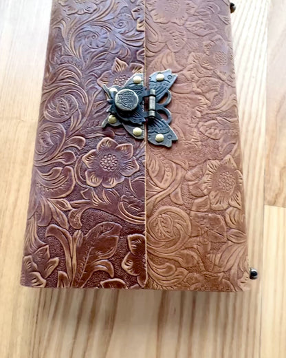 Luksuriøs Retro Notatbok med Skinnomslag - "Vintage Elegance", 480 sider, mulighet for personlig gravering